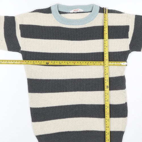 John Lewis Anyday Boys 10 Years Grey Ivory Stripe Knit Pullover Jumper
