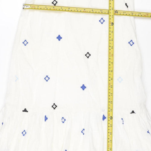 Zara Girls White Blue Embroidered A-Line Dress 13-14 Years