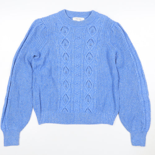 Per Una Women Blue UK 6 Cable Knit Crew Neck Jumper