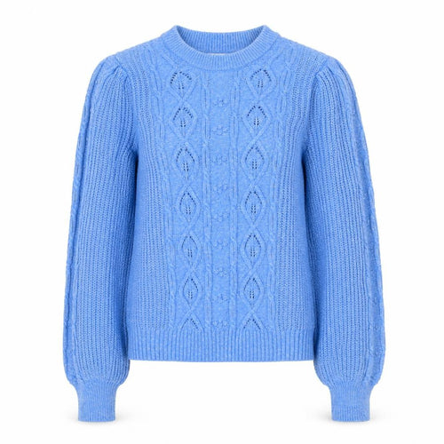 Per Una Women Blue UK 6 Cable Knit Crew Neck Jumper