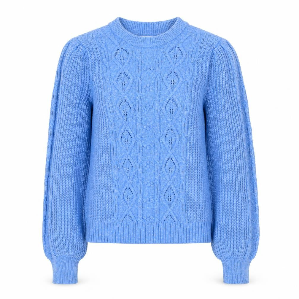 Per Una Women Blue UK 6 Cable Knit Crew Neck Jumper