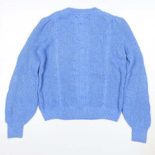 Per Una Women Blue UK 6 Cable Knit Crew Neck Jumper
