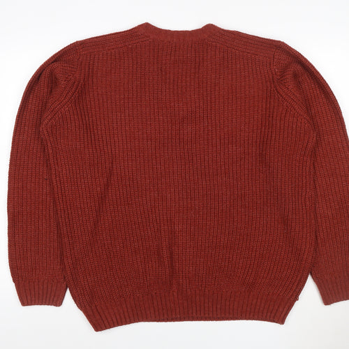 P.G. Field Men’s Red L V-Neck Cable Knit Acrylic Pullover Jumper