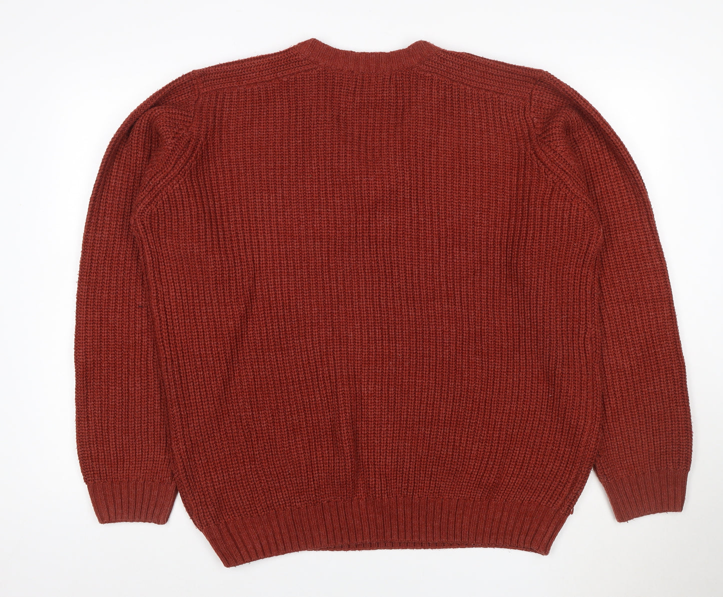 P.G. Field Men’s Red L V-Neck Cable Knit Acrylic Pullover Jumper