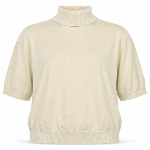 Marks and Spencer Women Gold Metallic Knit Roll Neck Top L