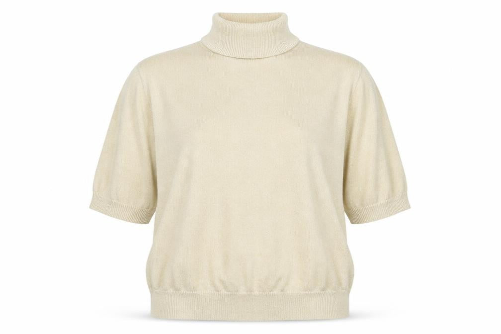 Marks and Spencer Women Gold Metallic Knit Roll Neck Top L