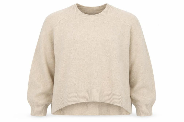 John Lewis Women Beige L Cotton Blend Crew Neck Raglan Knit Jumper