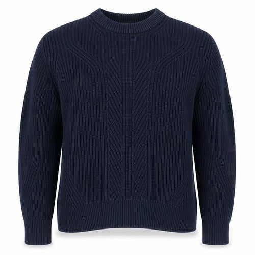 Marks and Spencer Women Blue M Cable Knit Cotton Crew Neck Jumper
