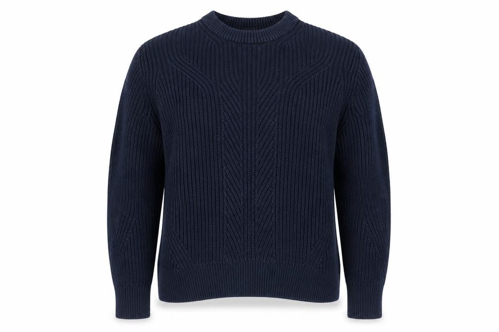 Marks and Spencer Women Blue M Cable Knit Cotton Crew Neck Jumper