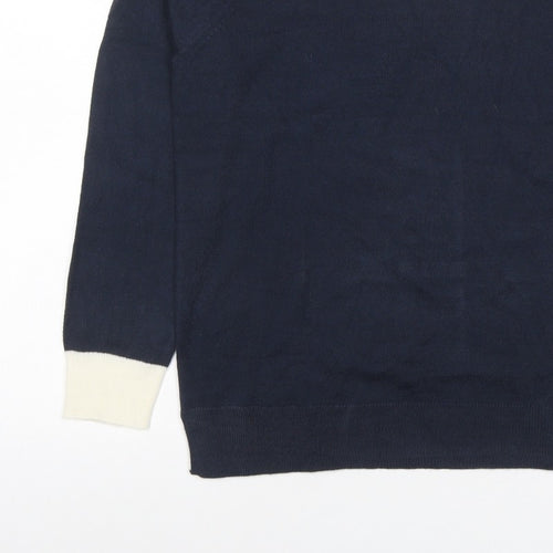 Marks and Spencer Women’s Blue Ivory Crew Neck Knit Jumper Size 12