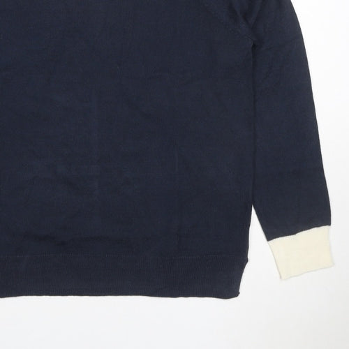 Marks and Spencer Women’s Blue Ivory Crew Neck Knit Jumper Size 12