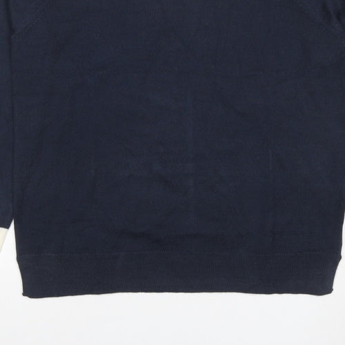Marks and Spencer Women’s Blue Ivory Crew Neck Knit Jumper Size 12