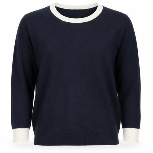 Marks and Spencer Women’s Blue Ivory Crew Neck Knit Jumper Size 12