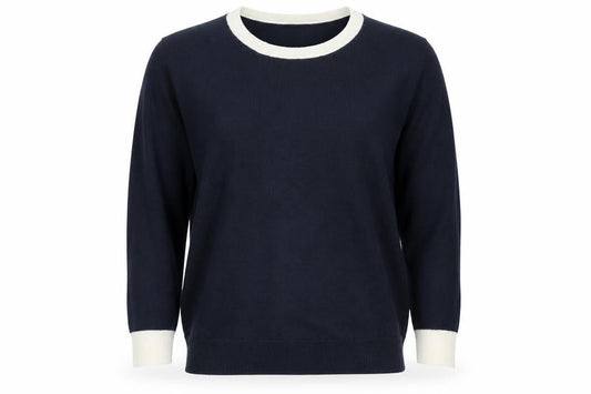 Marks and Spencer Women’s Blue Ivory Crew Neck Knit Jumper Size 12