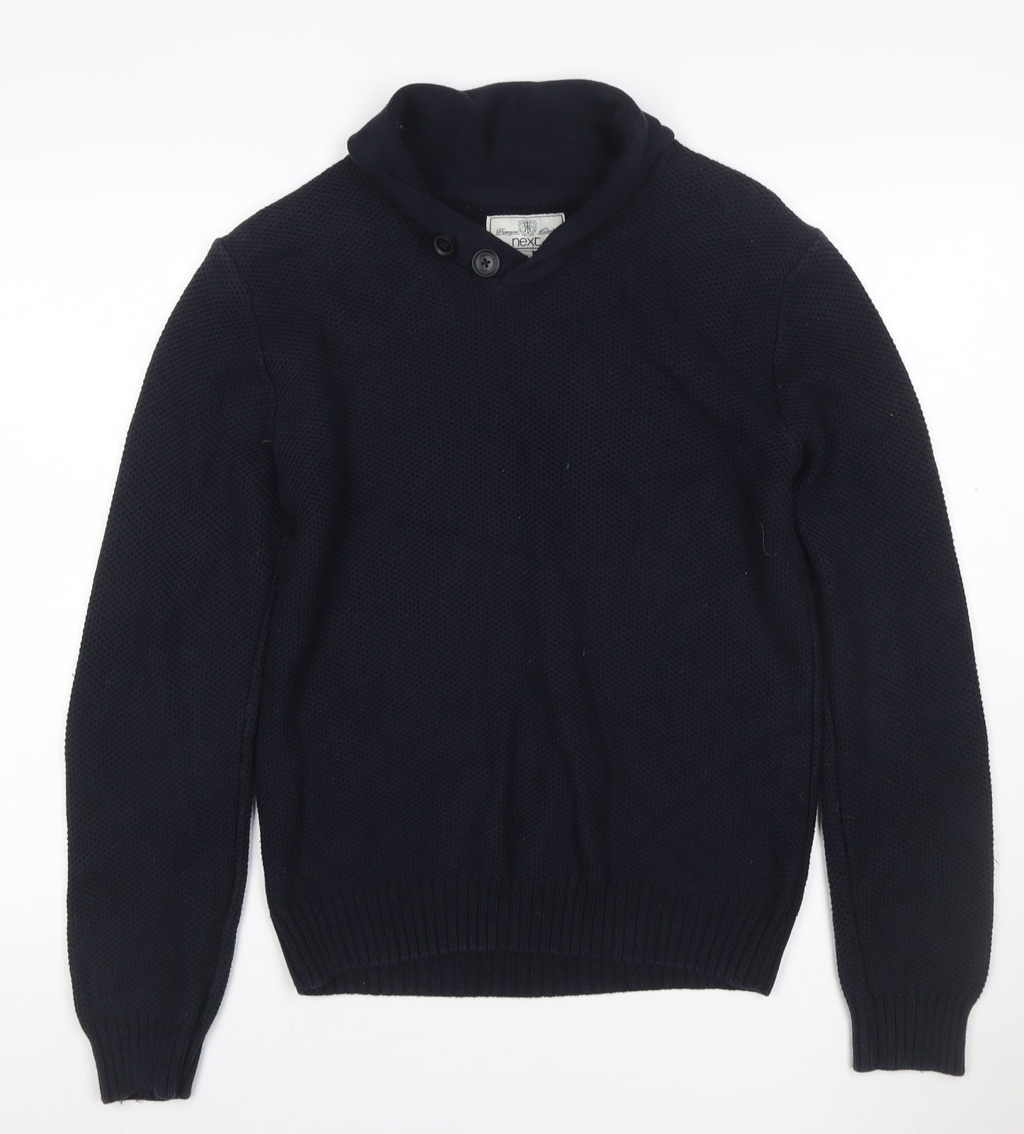 Next Men’s Navy Blue Medium Button Neck Knit Pullover Jumper