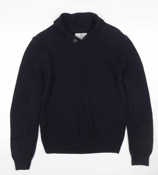 Next Men’s Navy Blue Medium Button Neck Knit Pullover Jumper
