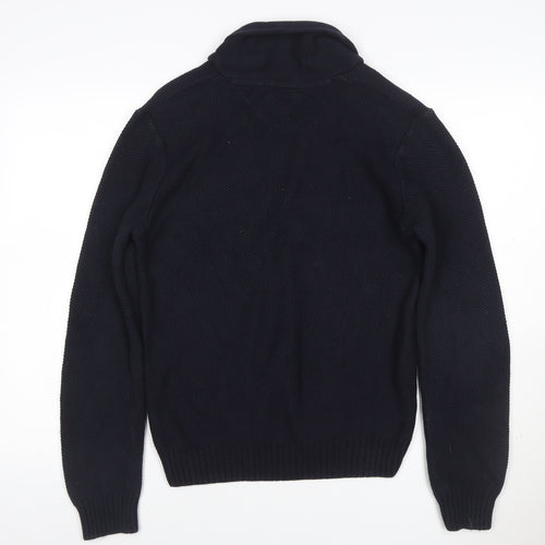 Next Men’s Navy Blue Medium Button Neck Knit Pullover Jumper