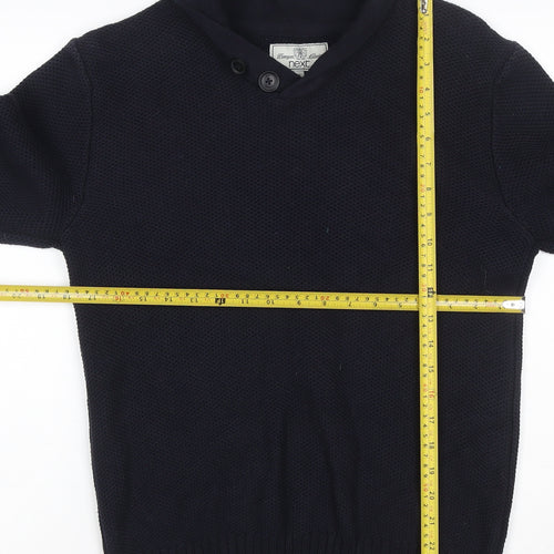 Next Men’s Navy Blue Medium Button Neck Knit Pullover Jumper