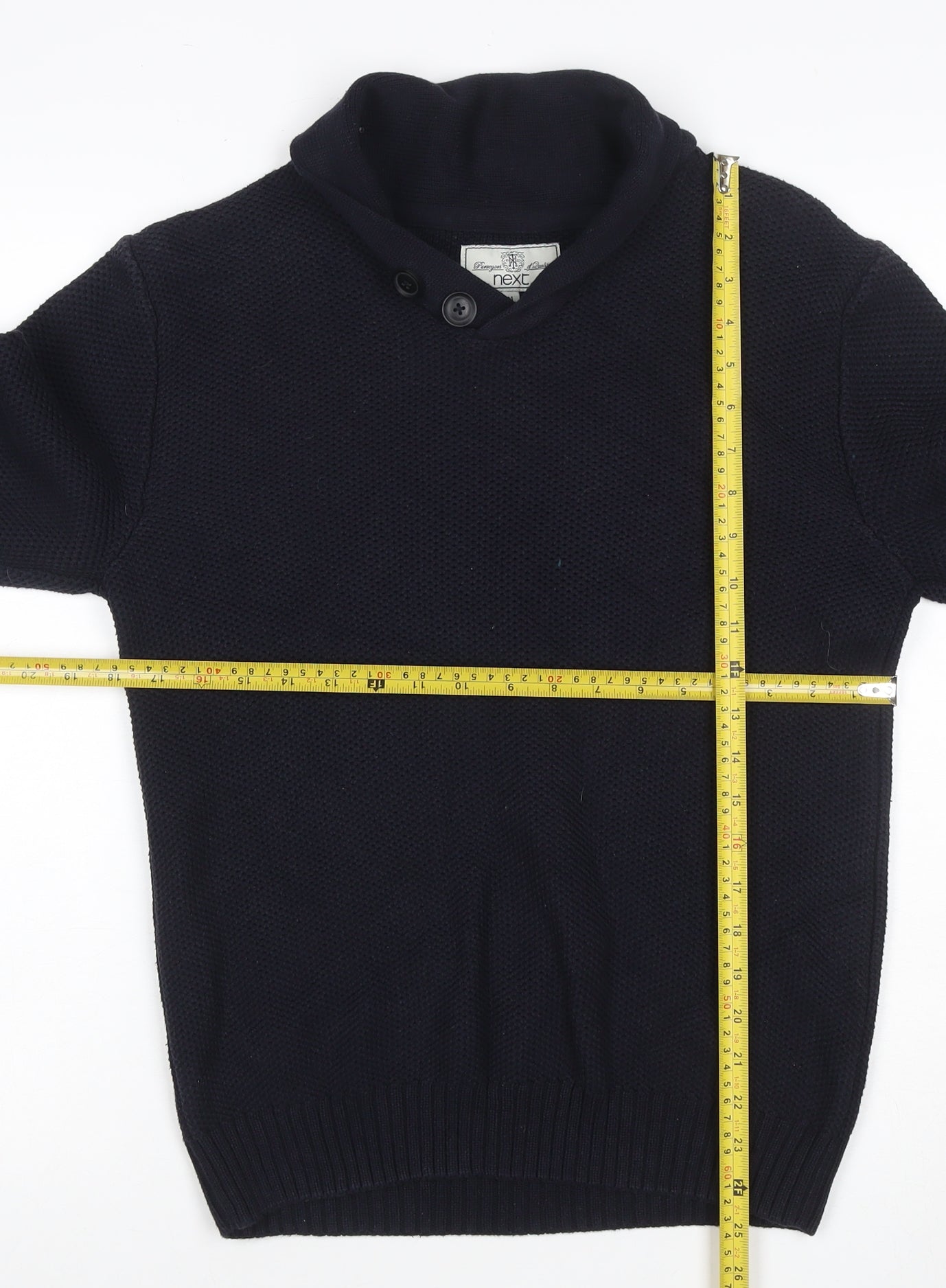 Next Men’s Navy Blue Medium Button Neck Knit Pullover Jumper