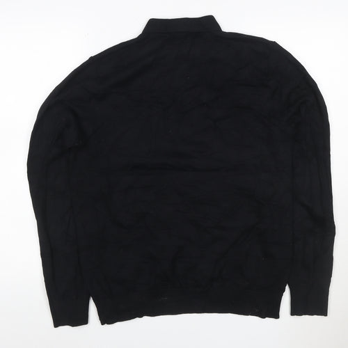 Next Men’s Black M Long Sleeve Cotton Stretch Polo Shirt