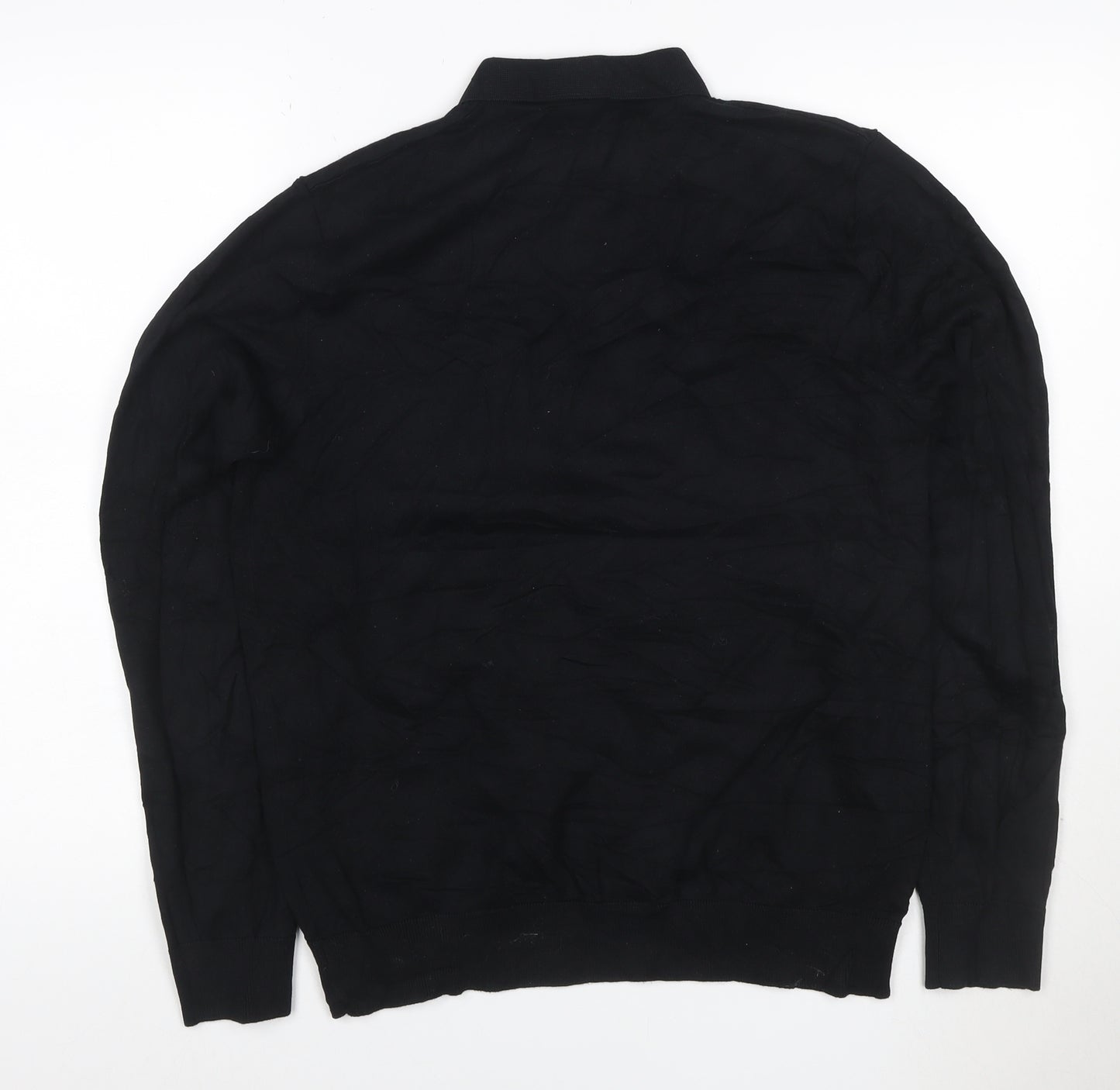 Next Men’s Black M Long Sleeve Cotton Stretch Polo Shirt
