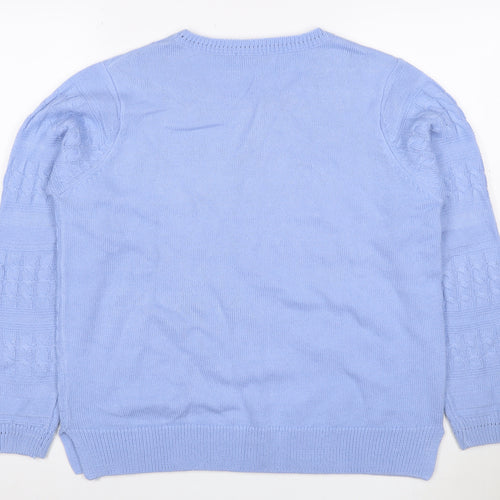 Isle Women’s Blue M Cable Knit Round Neck Pullover Jumper
