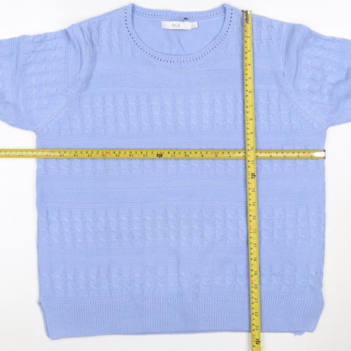 Isle Women’s Blue M Cable Knit Round Neck Pullover Jumper