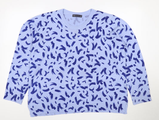 Marks and Spencer Women Blue Size 20 Brushstroke Knit Crew Neck Jumper