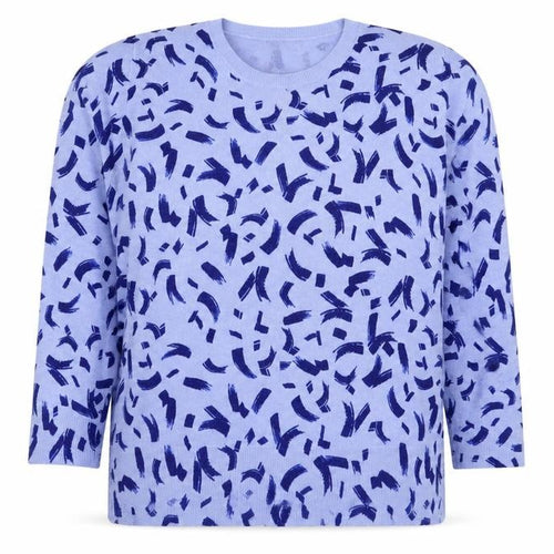 Marks and Spencer Women Blue Size 20 Brushstroke Knit Crew Neck Jumper
