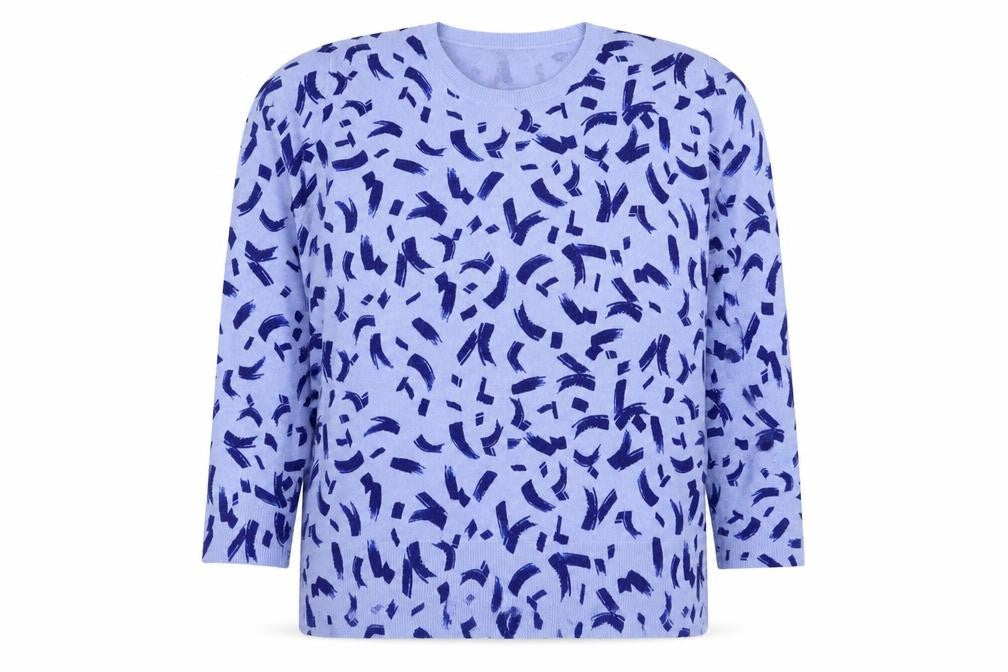 Marks and Spencer Women Blue Size 20 Brushstroke Knit Crew Neck Jumper