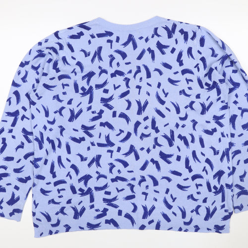 Marks and Spencer Women Blue Size 20 Brushstroke Knit Crew Neck Jumper
