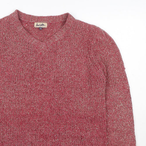 Arista Collection Women’s Pink Glitter Knit Jumper UK 10 Scoop Neck