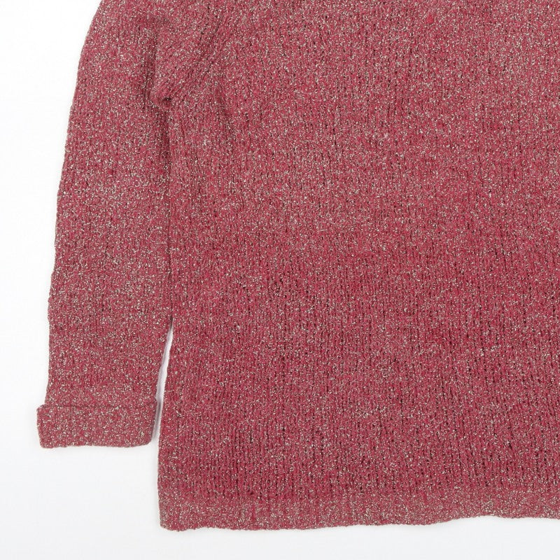 Arista Collection Women’s Pink Glitter Knit Jumper UK 10 Scoop Neck