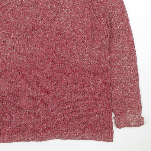 Arista Collection Women’s Pink Glitter Knit Jumper UK 10 Scoop Neck