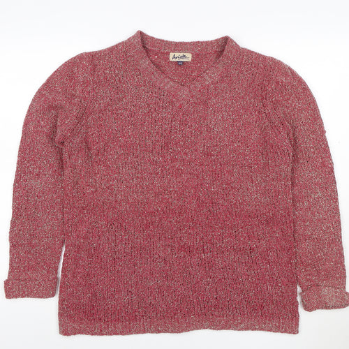 Arista Collection Women’s Pink Glitter Knit Jumper UK 10 Scoop Neck