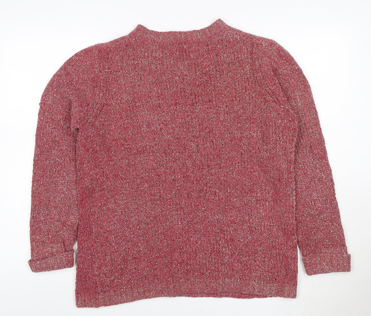 Arista Collection Women’s Pink Glitter Knit Jumper UK 10 Scoop Neck
