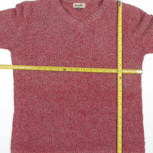 Arista Collection Women’s Pink Glitter Knit Jumper UK 10 Scoop Neck