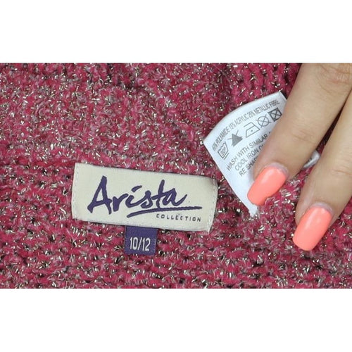 Arista Collection Women’s Pink Glitter Knit Jumper UK 10 Scoop Neck
