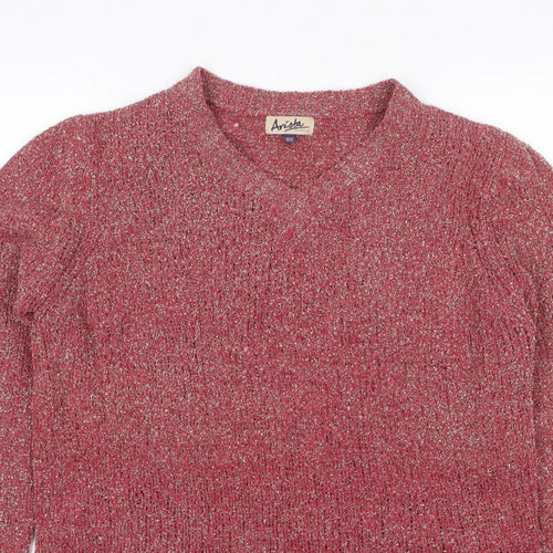 Arista Collection Women’s Pink Glitter Knit Jumper UK 10 Scoop Neck