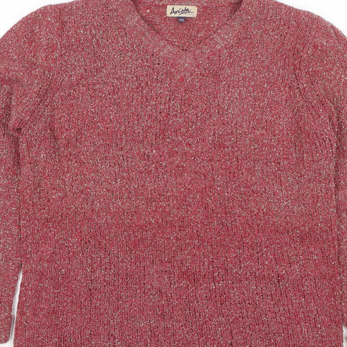 Arista Collection Women’s Pink Glitter Knit Jumper UK 10 Scoop Neck