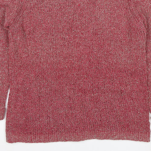 Arista Collection Women’s Pink Glitter Knit Jumper UK 10 Scoop Neck