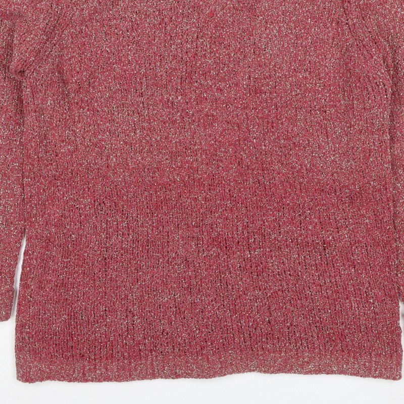 Arista Collection Women’s Pink Glitter Knit Jumper UK 10 Scoop Neck