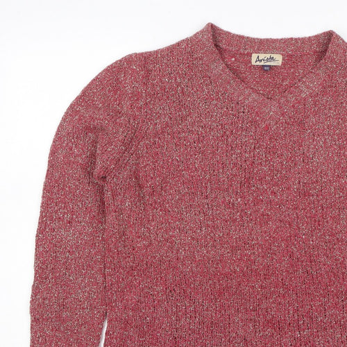 Arista Collection Women’s Pink Glitter Knit Jumper UK 10 Scoop Neck