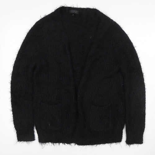 Topshop Women’s Black Fuzzy Knit Crew Neck Jumper UK 8