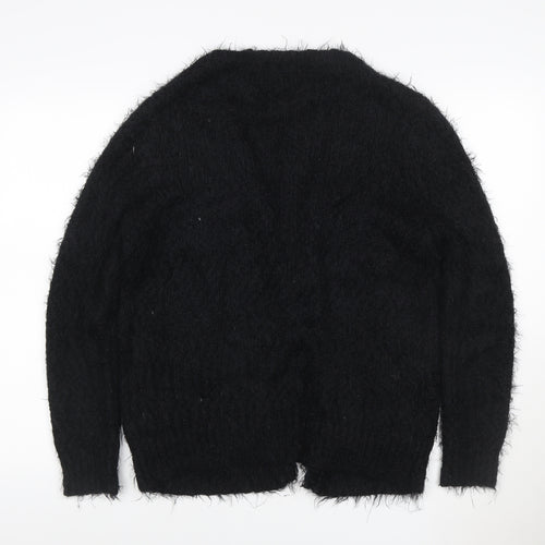 Topshop Women’s Black Fuzzy Knit Crew Neck Jumper UK 8