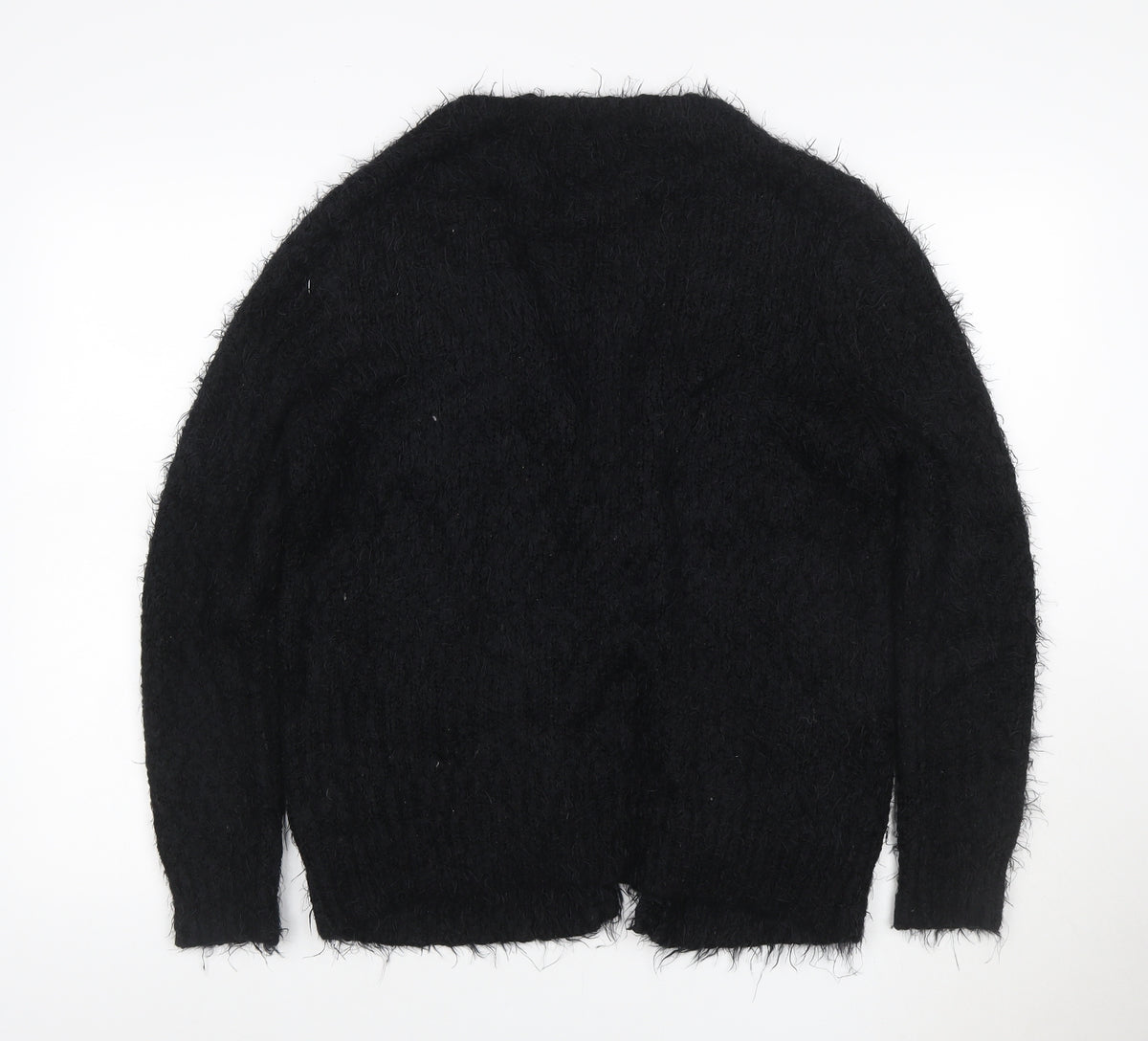 Topshop Women’s Black Fuzzy Knit Crew Neck Jumper UK 8