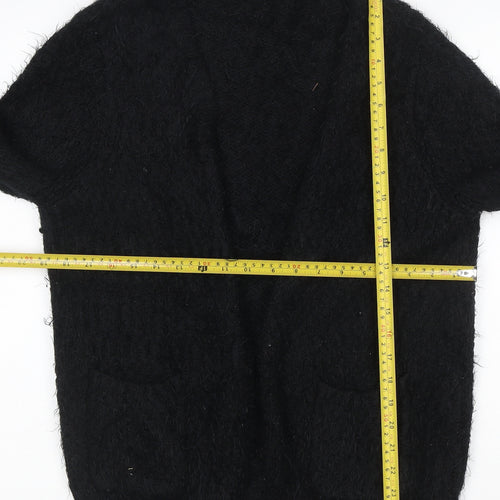 Topshop Women’s Black Fuzzy Knit Crew Neck Jumper UK 8