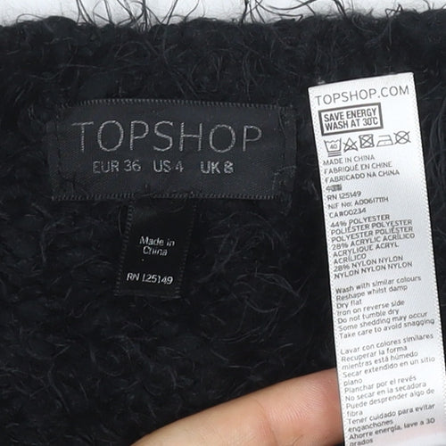 Topshop Women’s Black Fuzzy Knit Crew Neck Jumper UK 8