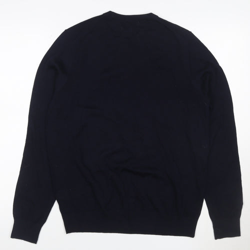 Marks and Spencer Autograph Men Blue Merino Wool Crew Neck Jumper M