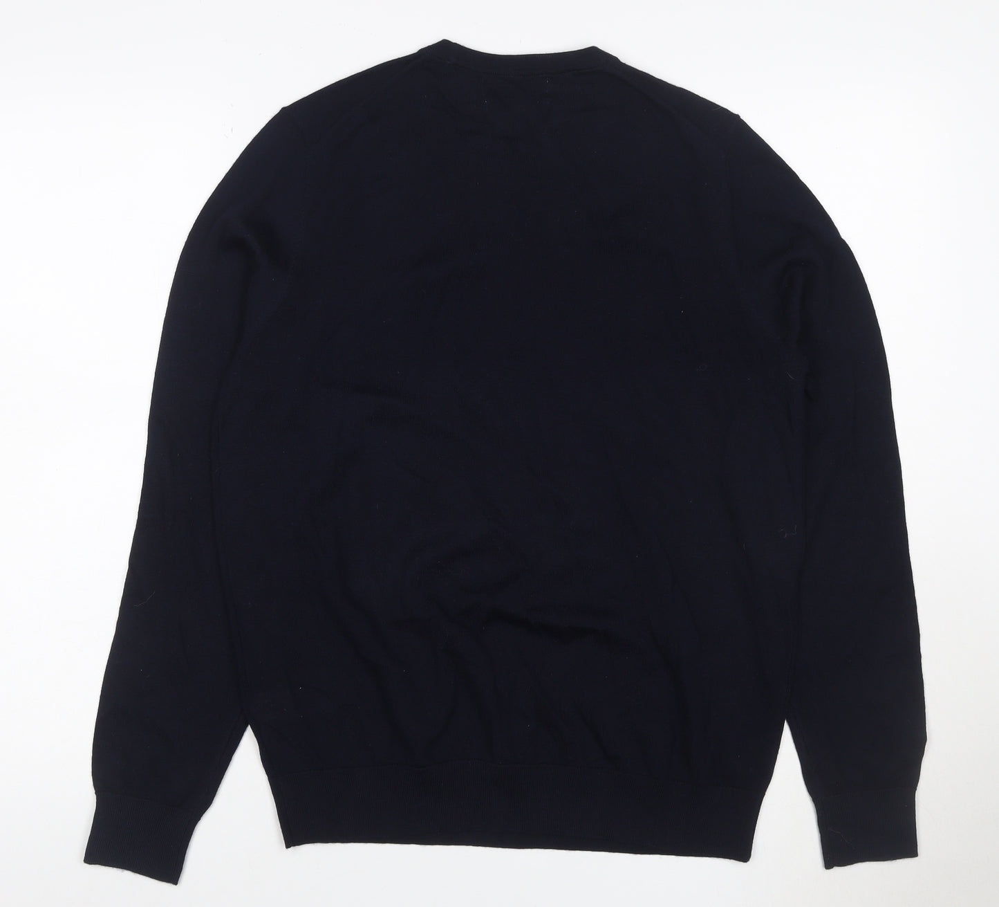 Marks and Spencer Autograph Men Blue Merino Wool Crew Neck Jumper M